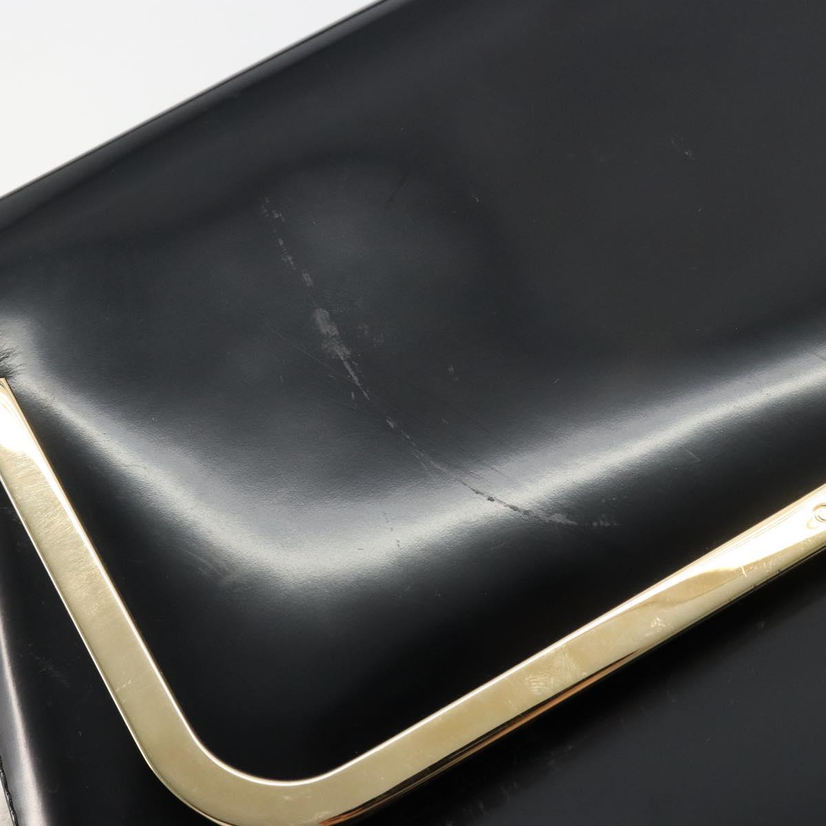 GUCCI Shoulder Bag Patent leather Black Gold 001 2113 1792 Auth 149795