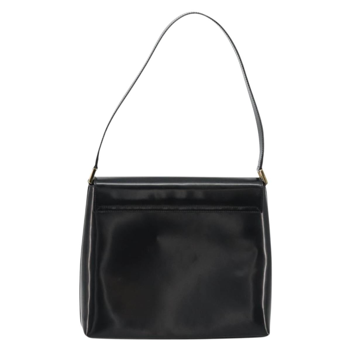 GUCCI Shoulder Bag Patent leather Black Gold 001 2113 1792 Auth 149795