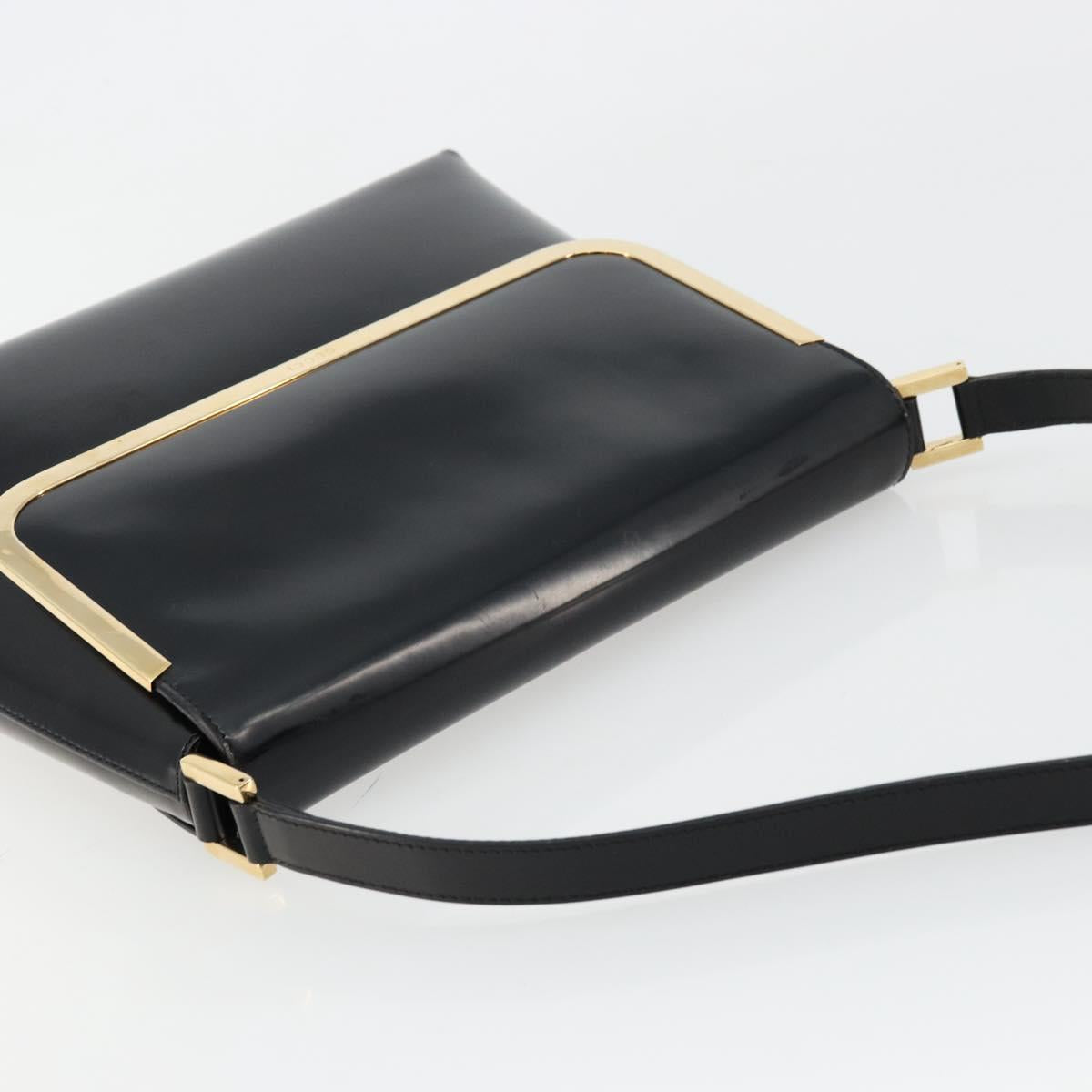 GUCCI Shoulder Bag Patent leather Black Gold 001 2113 1792 Auth 149795