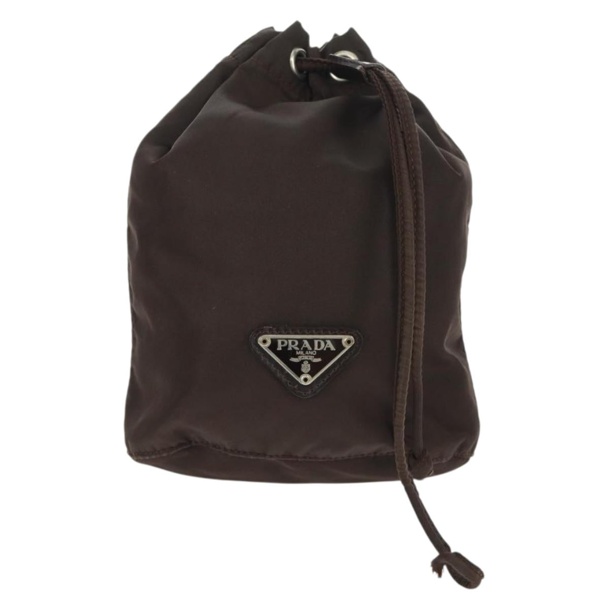 PRADA Pouch Nylon Brown Auth 149796V