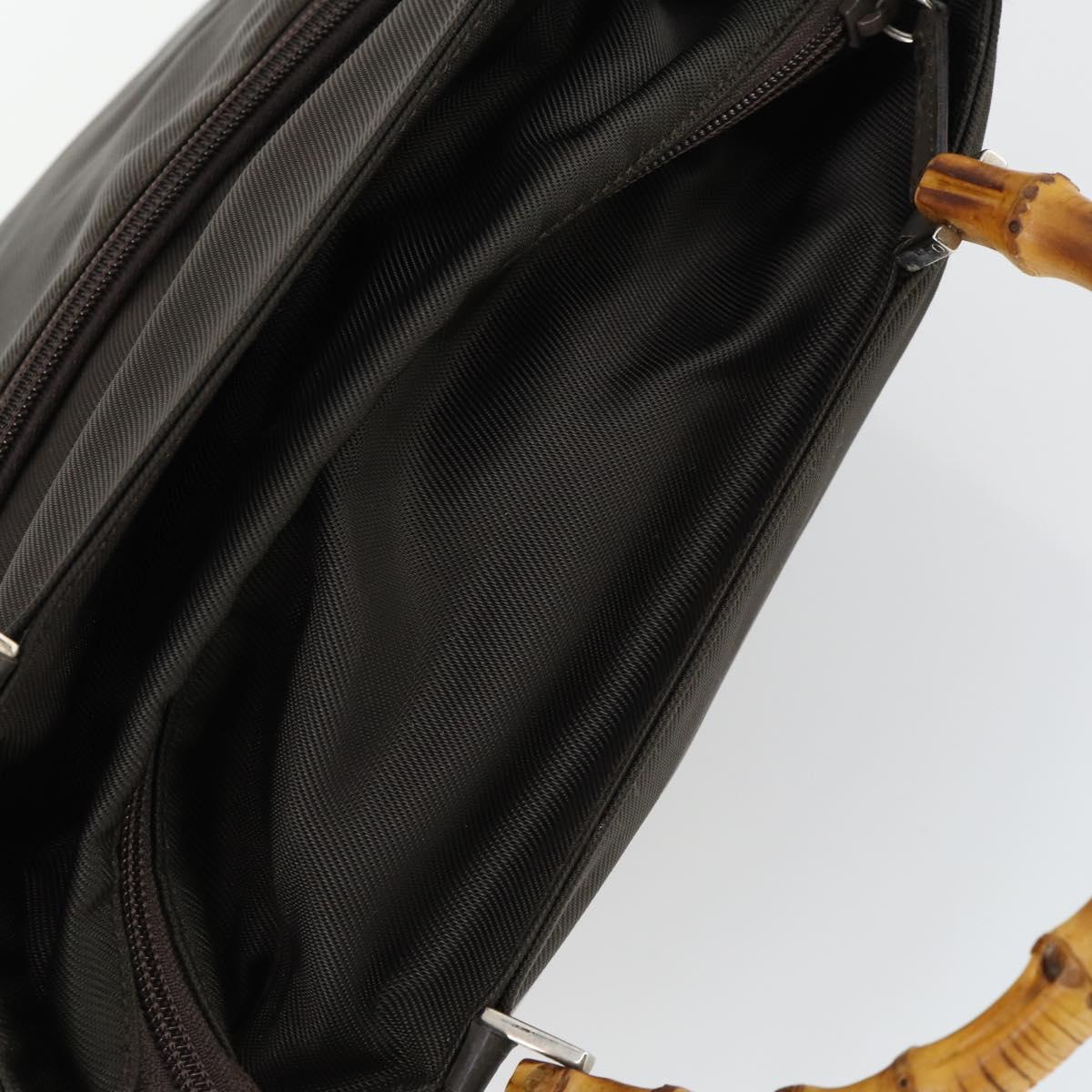GUCCI Bamboo Hand Bag Nylon Outlet 2way Brown Silver 002 3754 0506 Auth 149802
