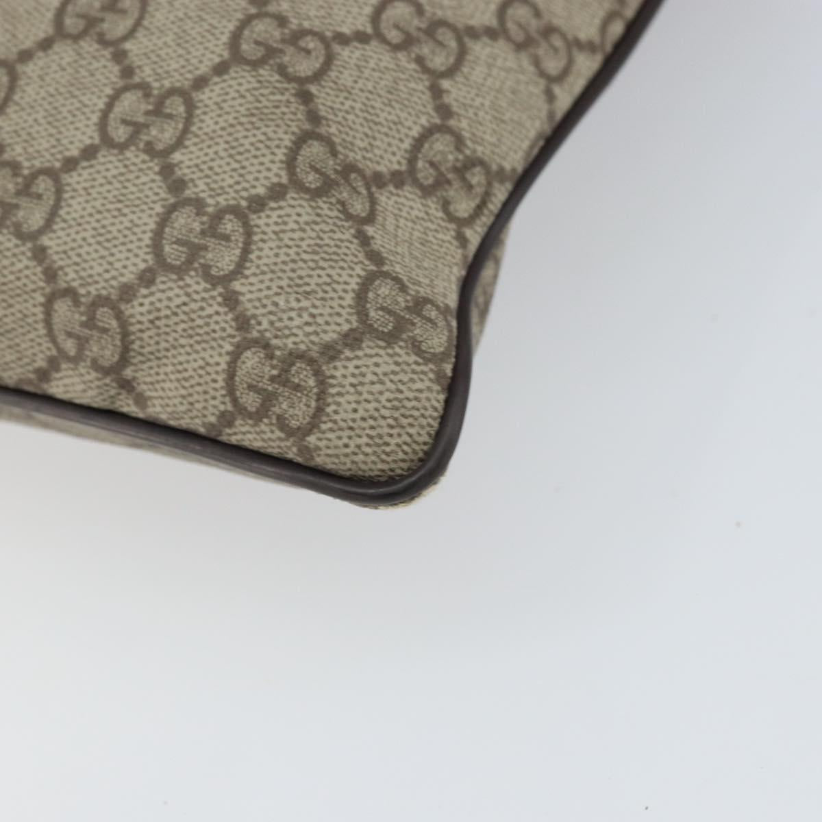 GUCCI GG Supreme Shoulder Bag PVC Beige Silver 141626 Auth 149803