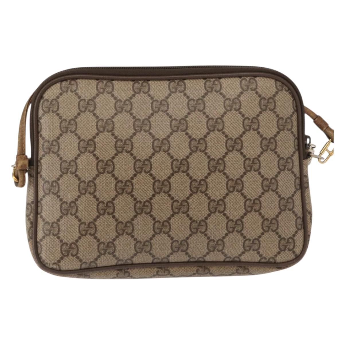 GUCCI GG Supreme Shoulder Bag PVC Beige Gold 97 02 068 Auth 149804