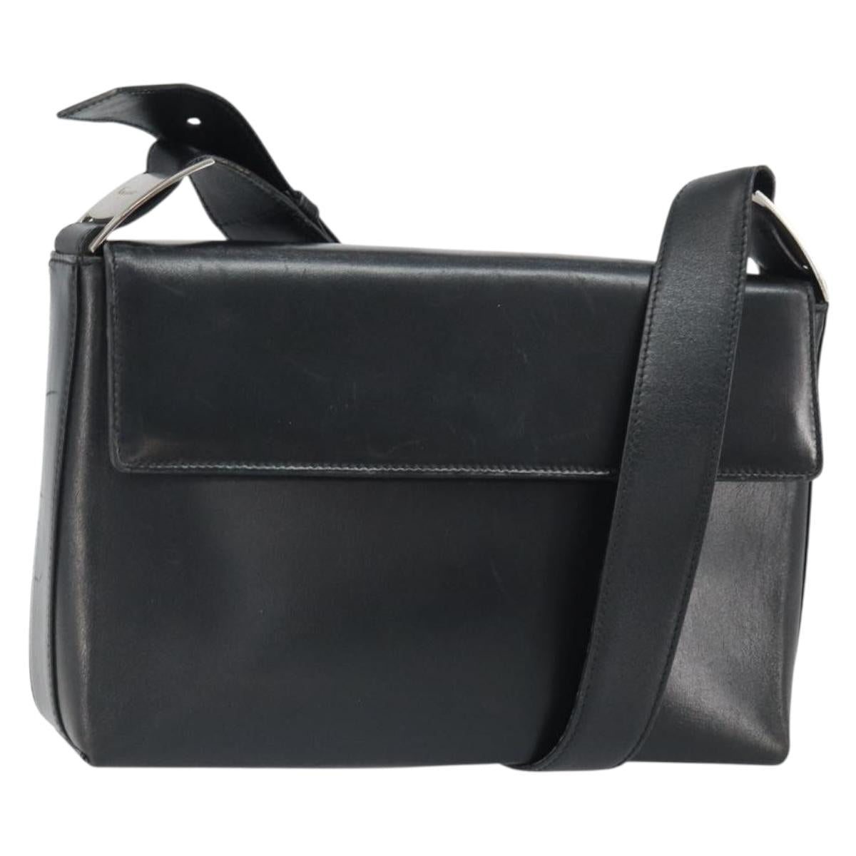 Salvatore Ferragamo Vala Shoulder Bag Leather Black Silver Auth 149807