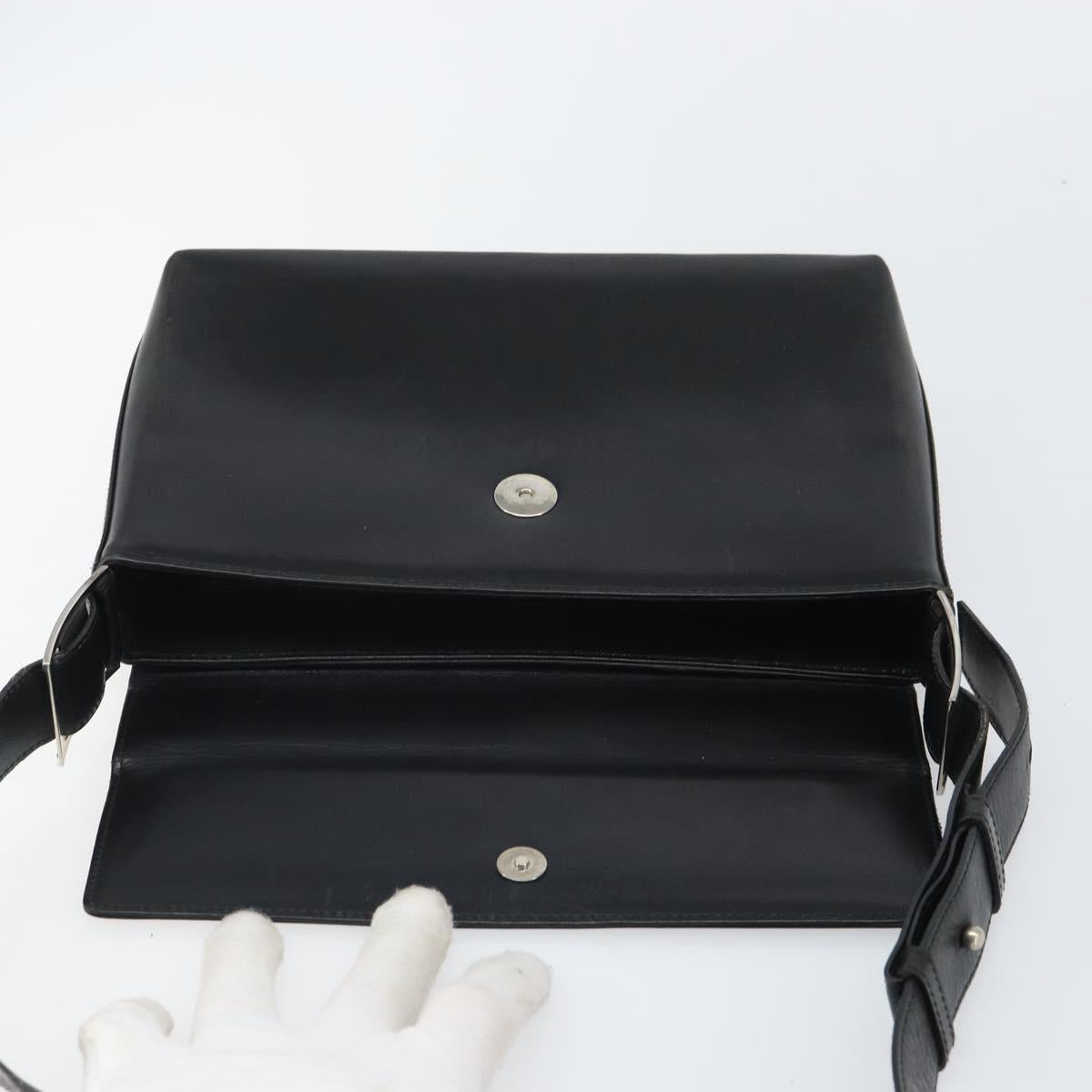 Salvatore Ferragamo Vala Shoulder Bag Leather Black Silver Auth 149807