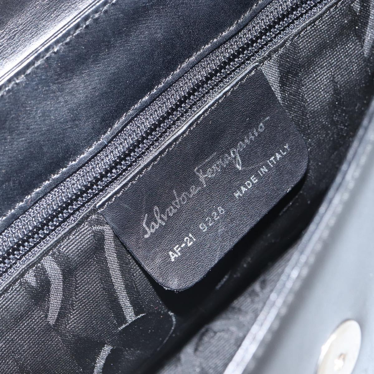Salvatore Ferragamo Vala Shoulder Bag Leather Black Silver Auth 149807