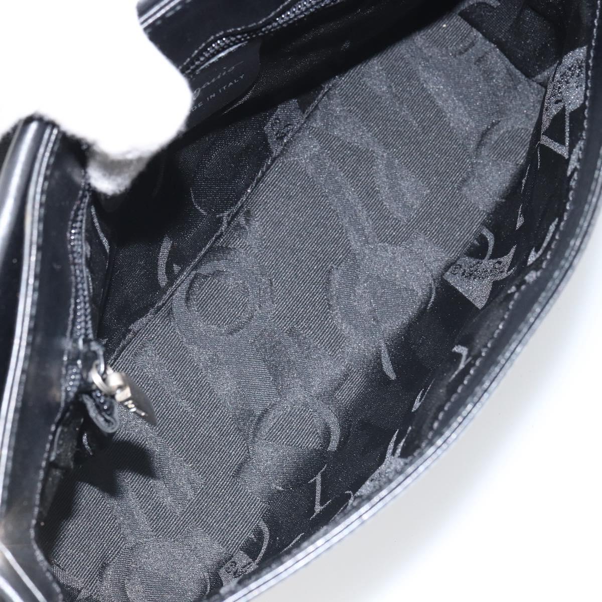 Salvatore Ferragamo Vala Shoulder Bag Leather Black Silver Auth 149807
