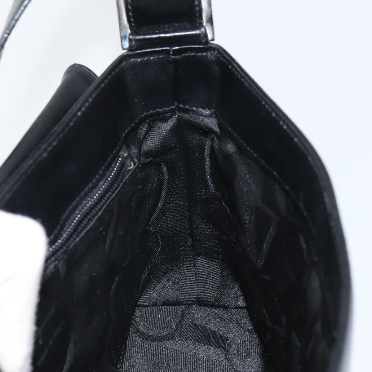 Salvatore Ferragamo Vala Shoulder Bag Leather Black Silver Auth 149807