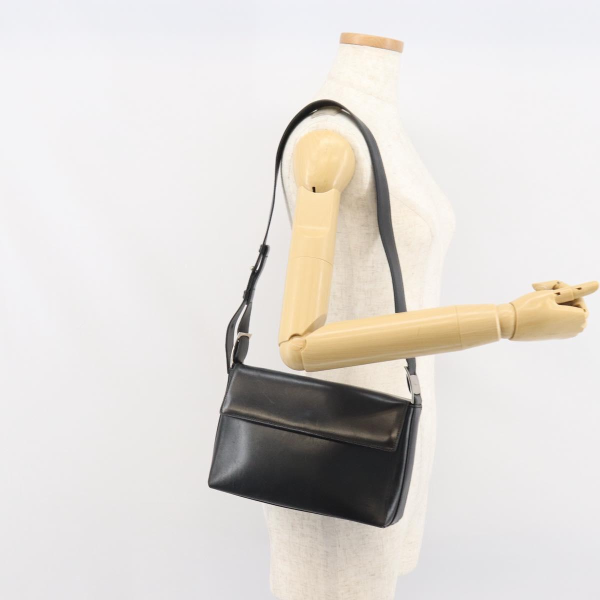 Salvatore Ferragamo Vala Shoulder Bag Leather Black Silver Auth 149807