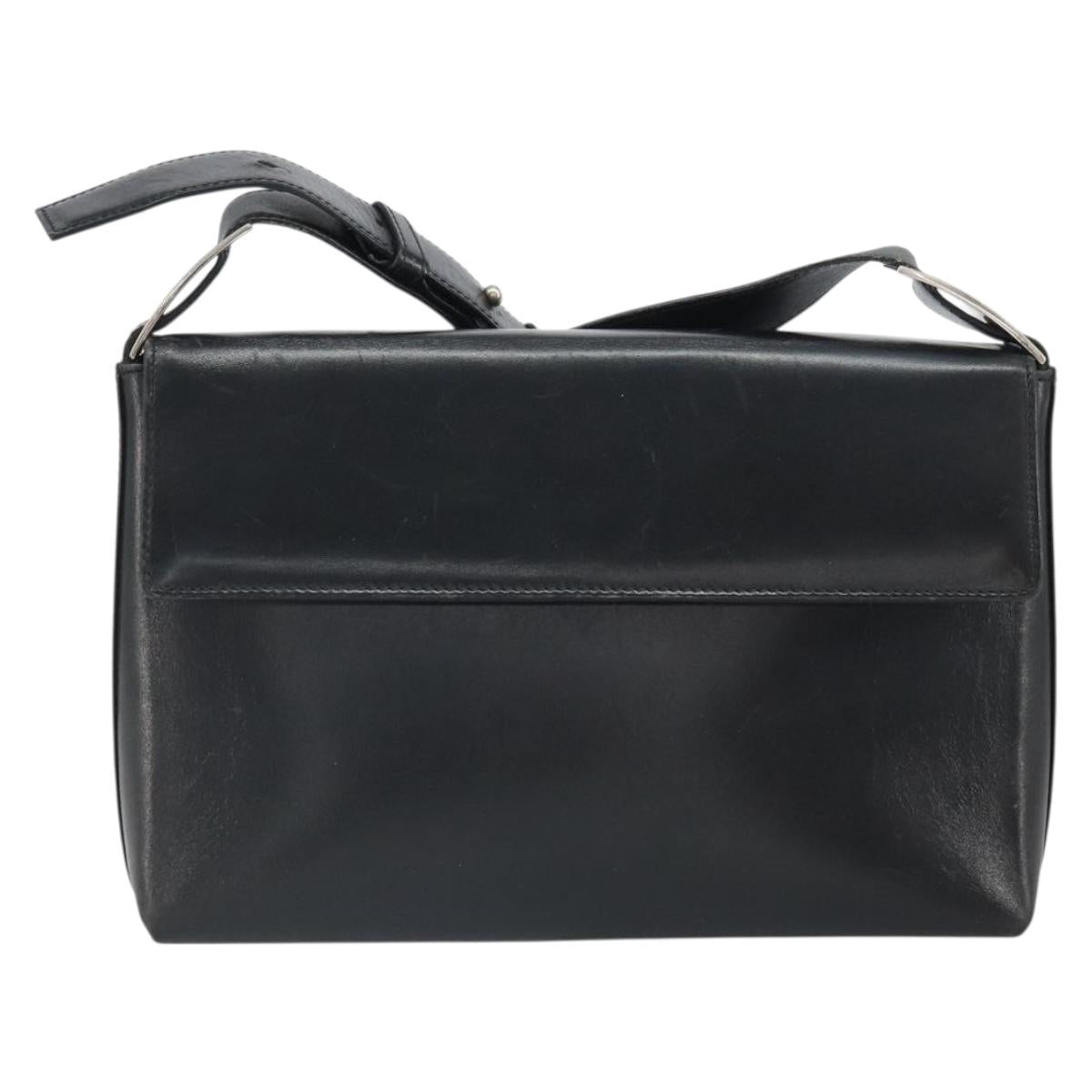Salvatore Ferragamo Vala Shoulder Bag Leather Black Silver Auth 149807