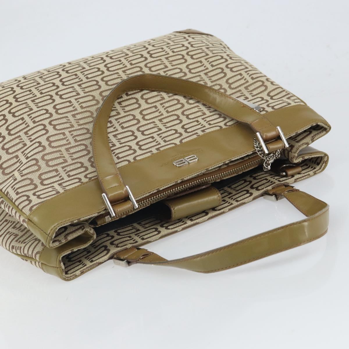 BALENCIAGA Hand Bag Canvas Beige Silver Auth 149812