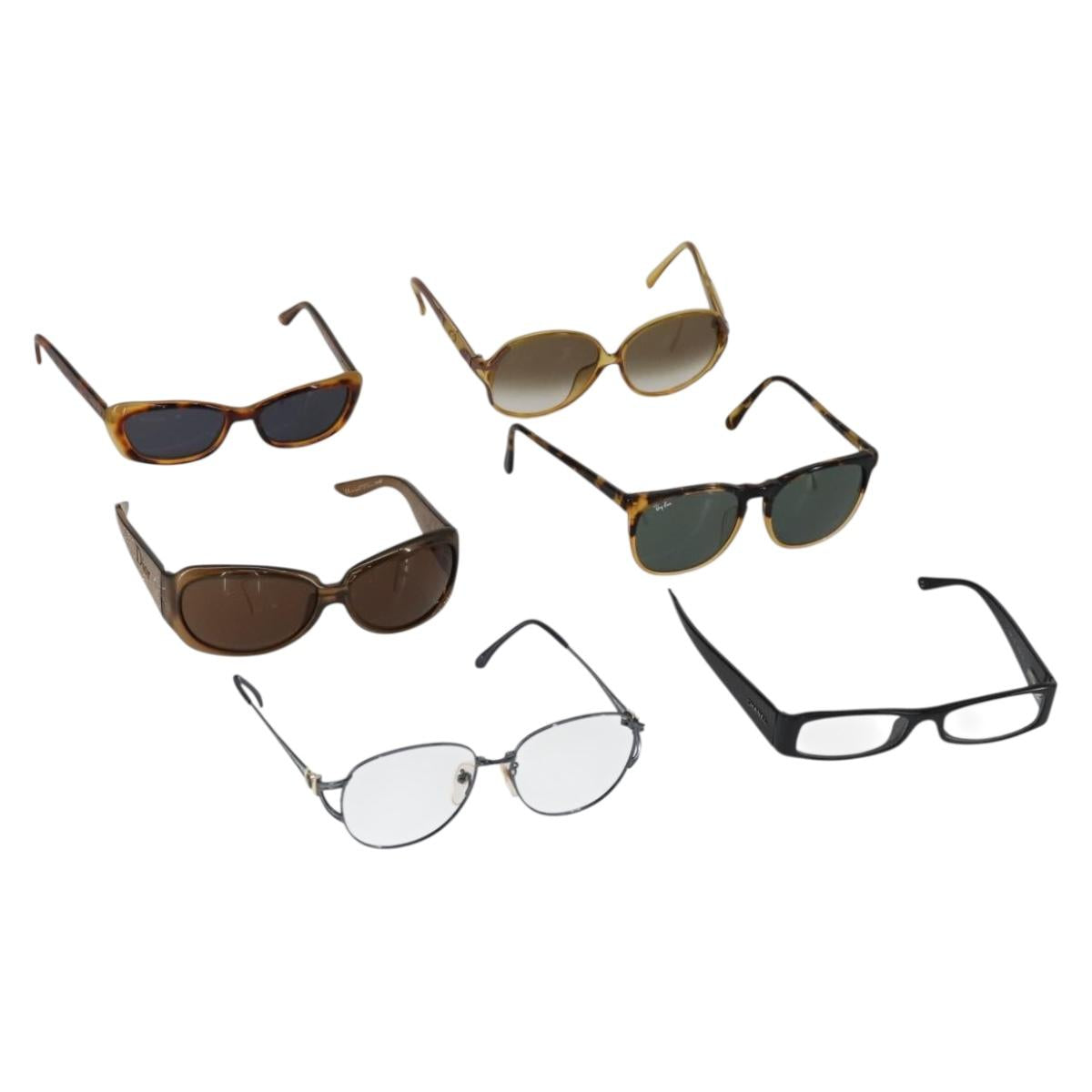 Dior Chanel Gucci Ray-Ban Glasses Sunglasses 6 Set Black Brown Auth 149822