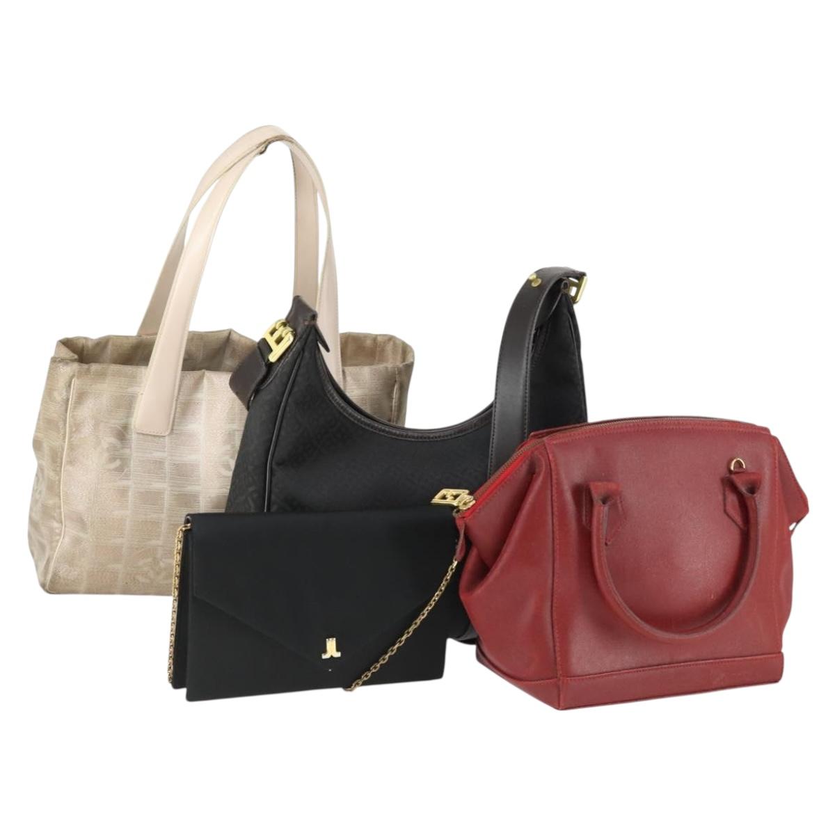 CHANEL Fendi BALLY LANVIN Bag Leather 4 Set Red Gold black CC Auth 149827