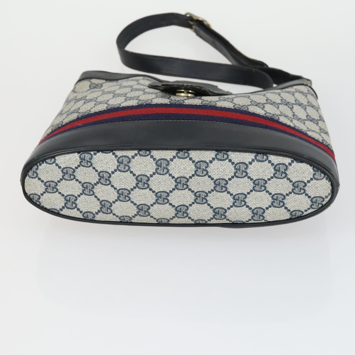 GUCCI GG Supreme Crystal Shoulder Bag PVC 4 Set Black Navy Auth 149829