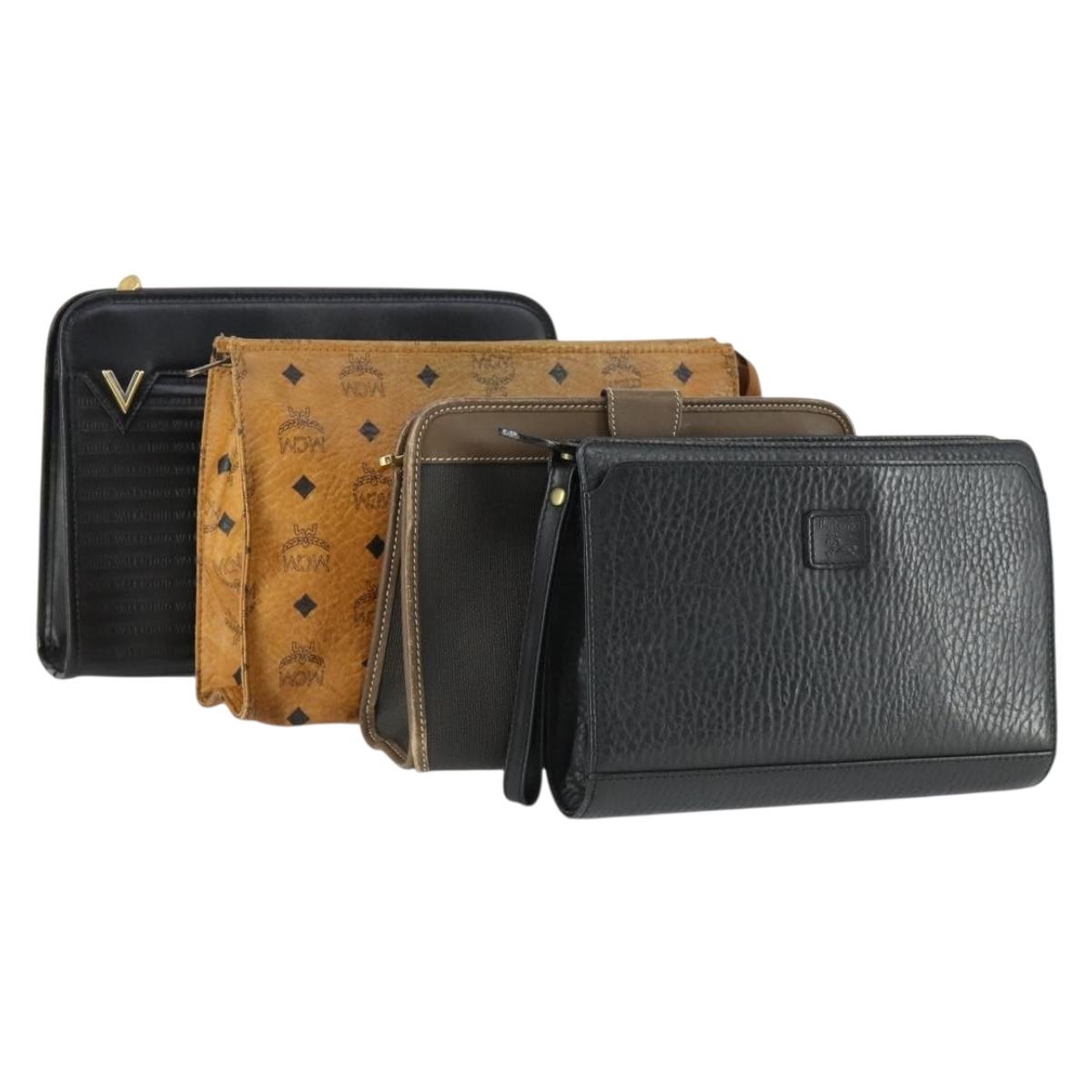 VALENTINO Dunhill MCM Burberrys Bag PVC Leather 4 Set Black Brown Auth 149833