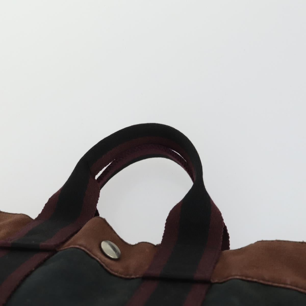 HERMES Fourre Tout Hand Bag Canvas 3 Set Gray Black Navy Auth 149836