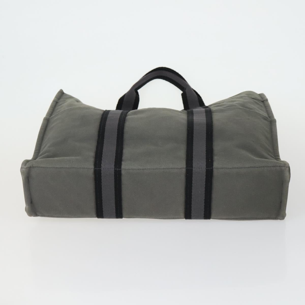 HERMES Fourre Tout Hand Bag Canvas 4 Set Gray Beige Auth 149837