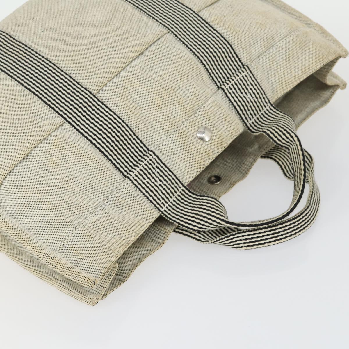HERMES Fourre Tout Hand Bag Canvas 4 Set Gray Beige Auth 149837