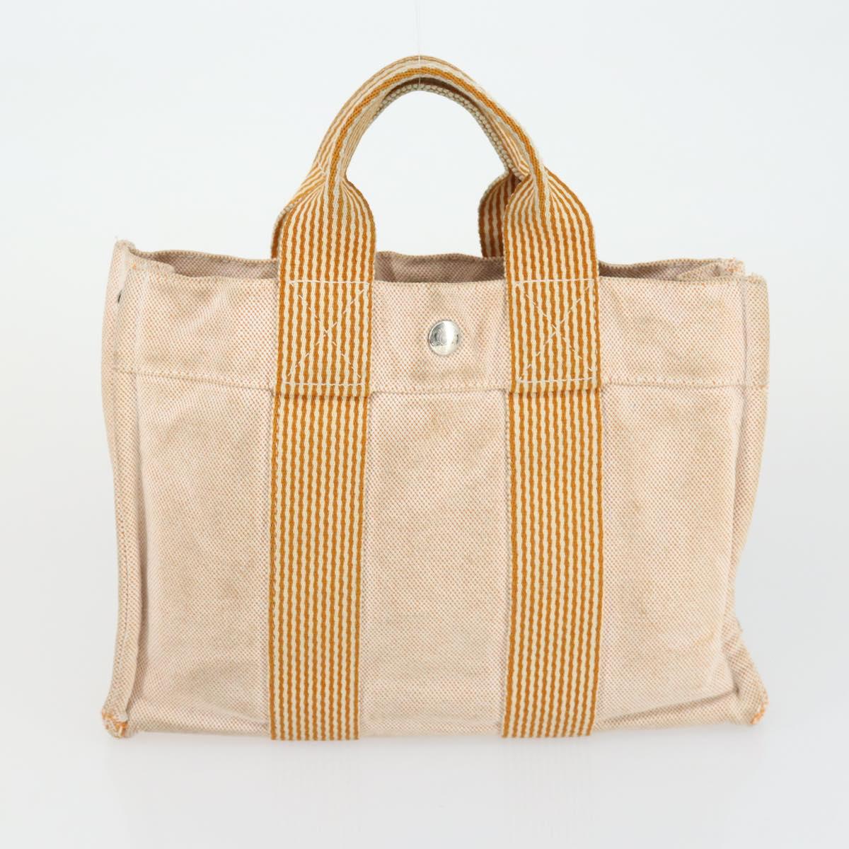 HERMES Fourre Tout Hand Bag Canvas 4 Set Gray Beige Auth 149837