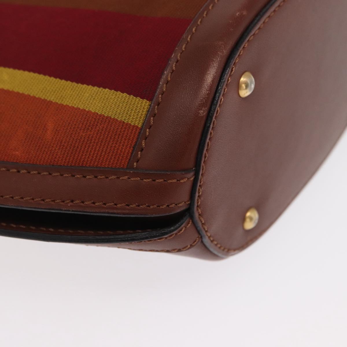 CELINE Hand Bag Canvas Leather Multicolor Gold Auth 149838