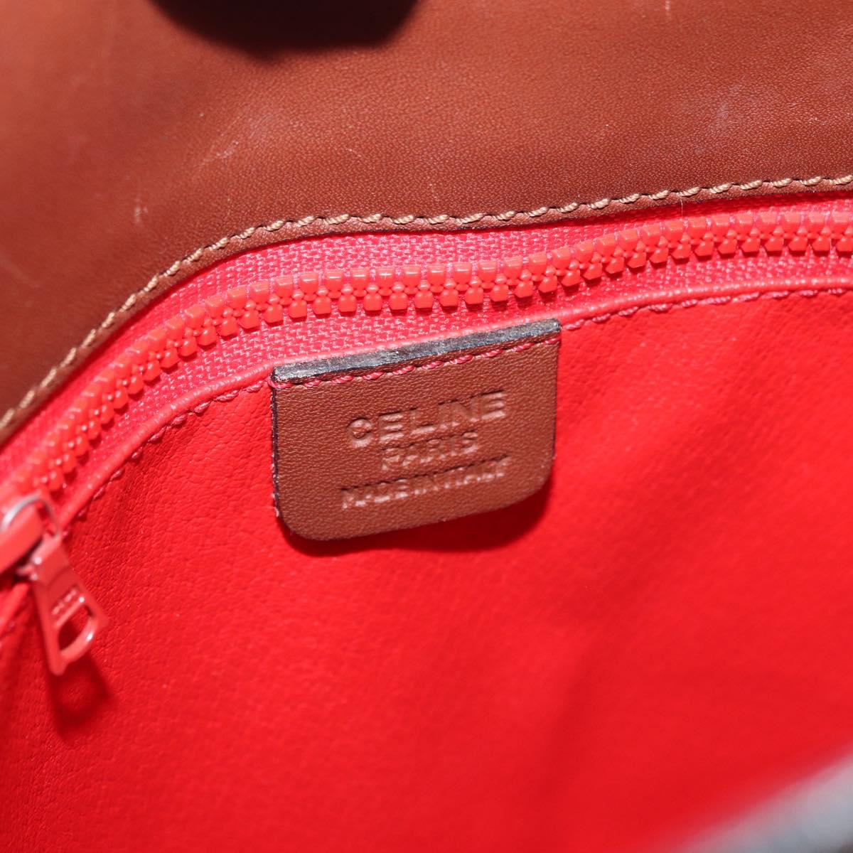 CELINE Hand Bag Canvas Leather Multicolor Gold Auth 149838