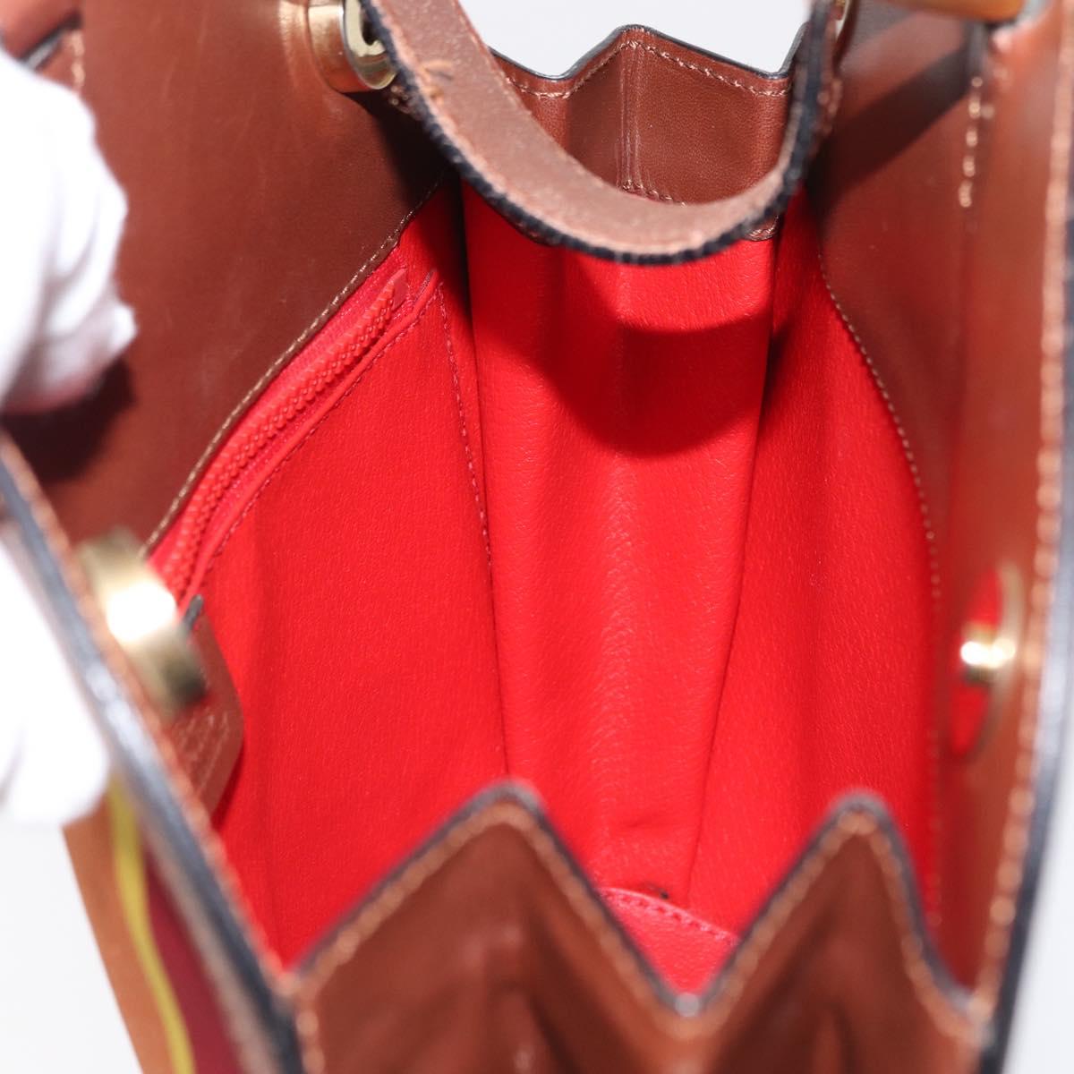 CELINE Hand Bag Canvas Leather Multicolor Gold Auth 149838