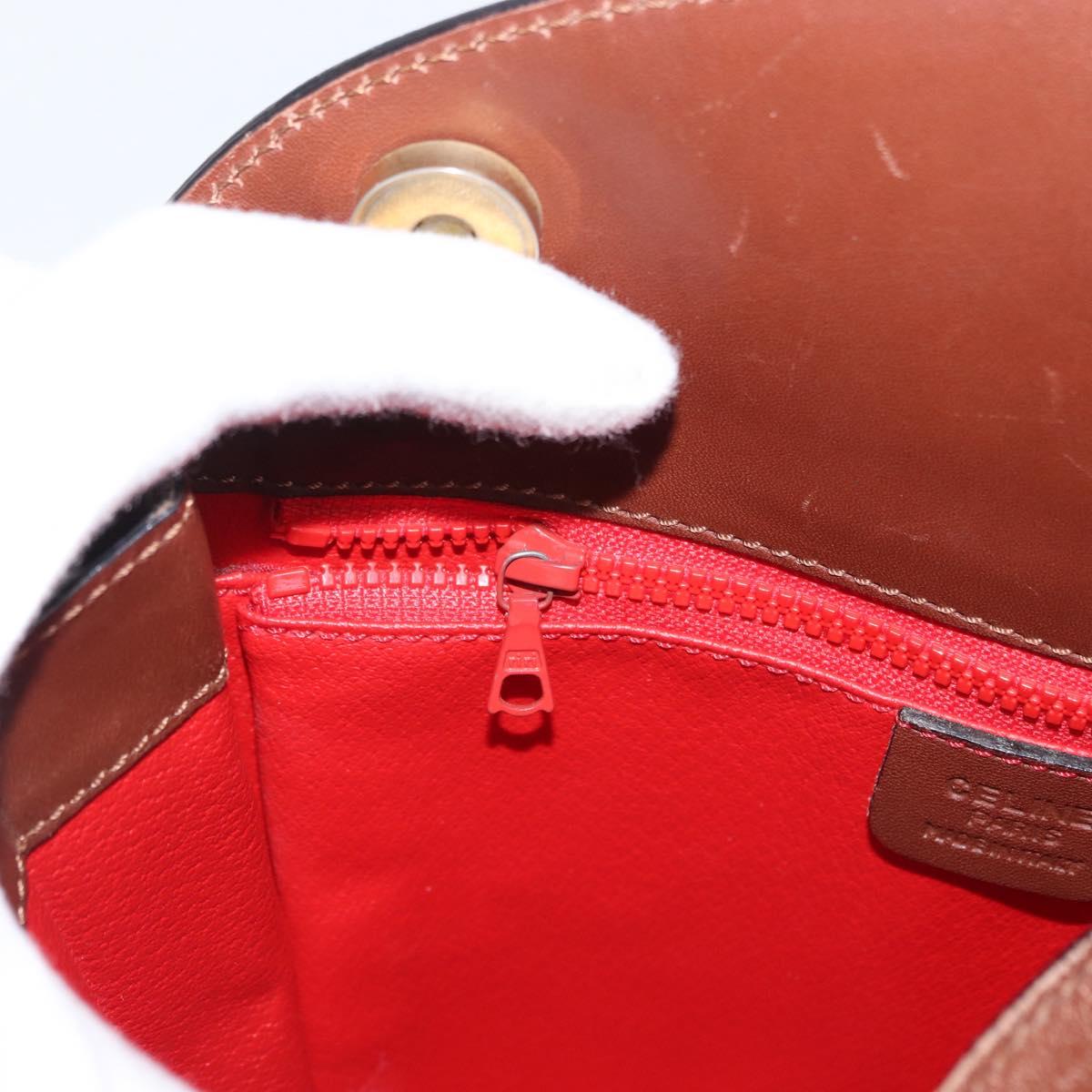 CELINE Hand Bag Canvas Leather Multicolor Gold Auth 149838