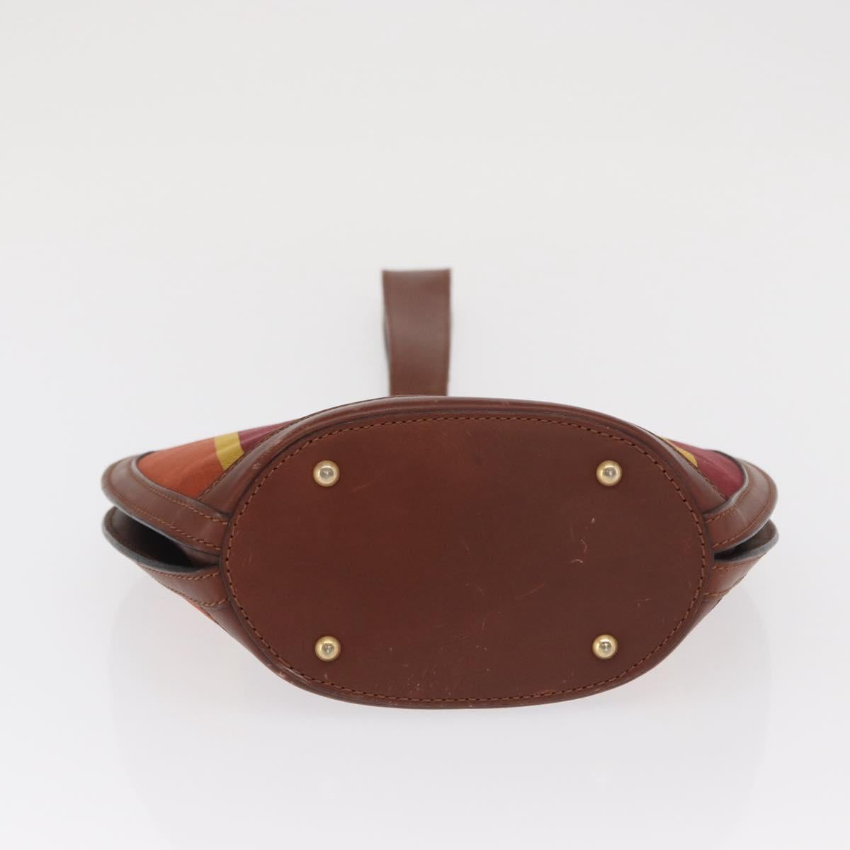 CELINE Hand Bag Canvas Leather Multicolor Gold Auth 149838