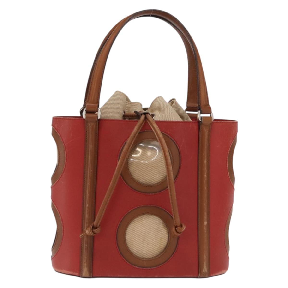 Salvatore Ferragamo Hand Bag Leather Red Silver Auth 149839