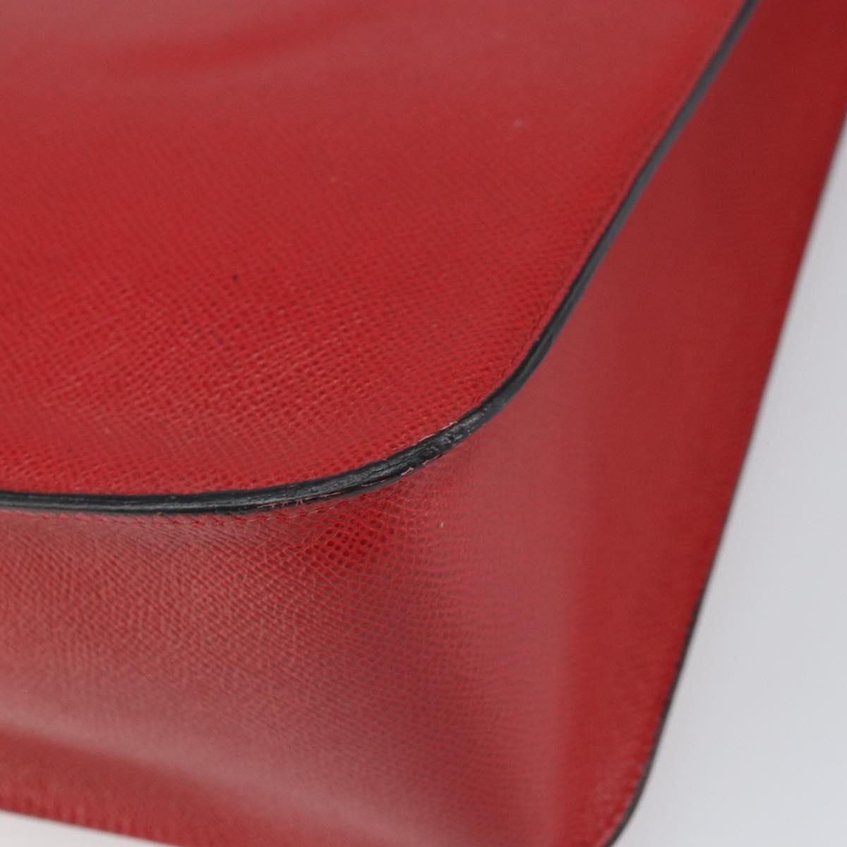 BALLY Shoulder Bag Leather Red Gold Auth 149841