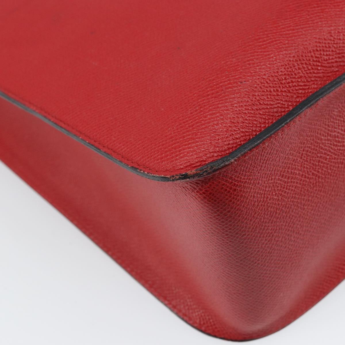 BALLY Shoulder Bag Leather Red Gold Auth 149841