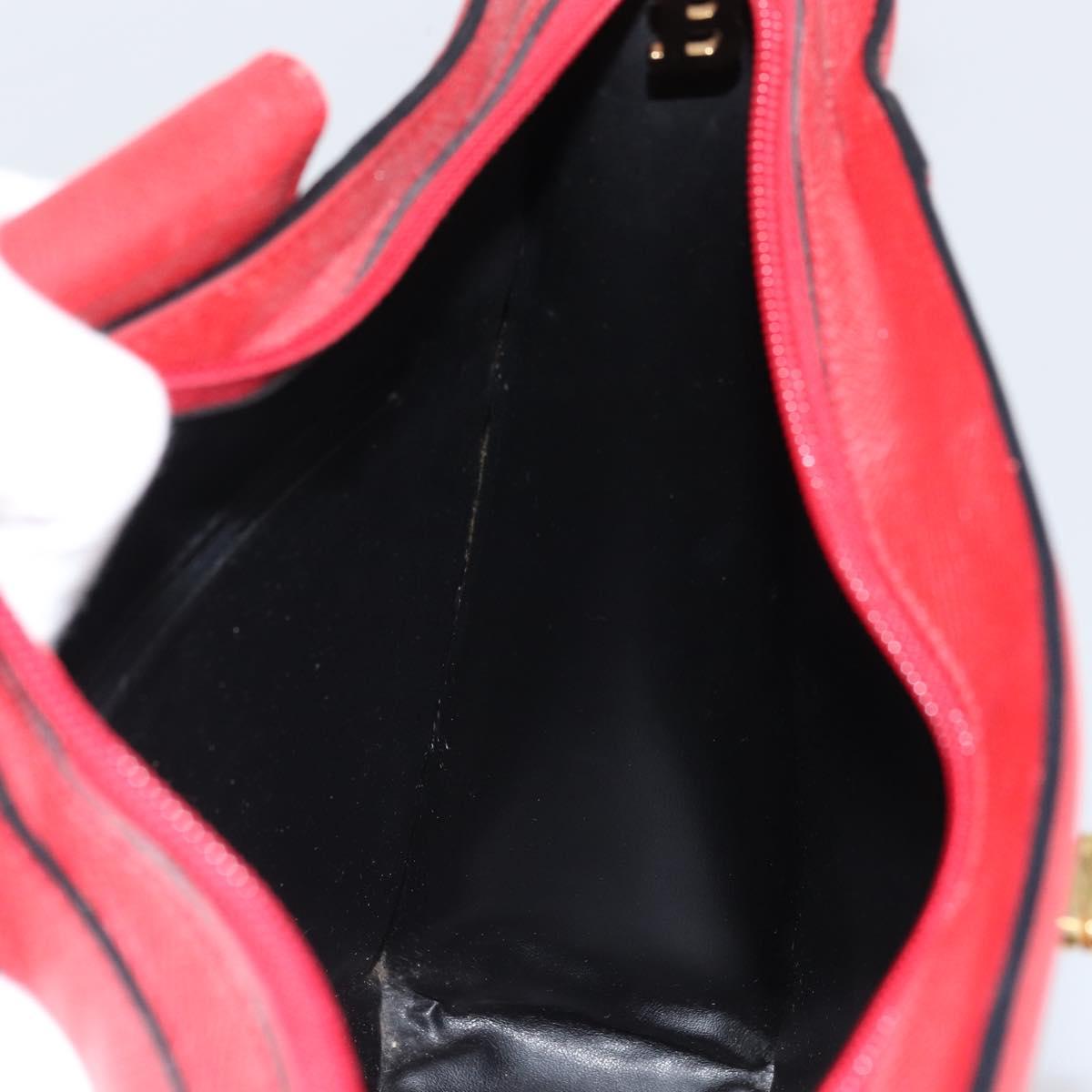 BALLY Shoulder Bag Leather Red Gold Auth 149841