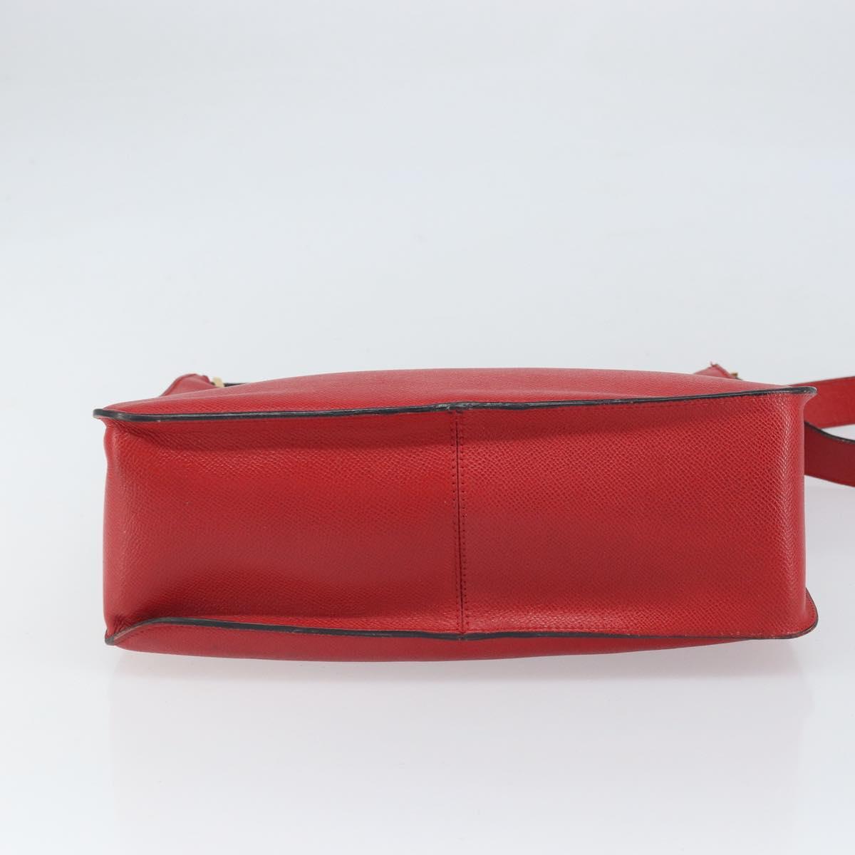 BALLY Shoulder Bag Leather Red Gold Auth 149841