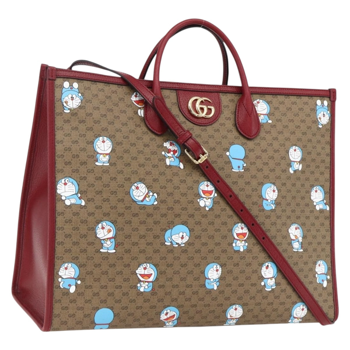 GUCCI GUCCI Ã Doraemon Micro GG Supreme Bag PVC 2way Beige 653952 Auth 149861SM