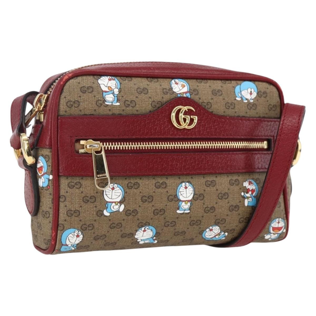 GUCCI GUCCI Ã Doraemon Micro GG Supreme Bag PVC Beige Gold 647784 Auth 149862SM