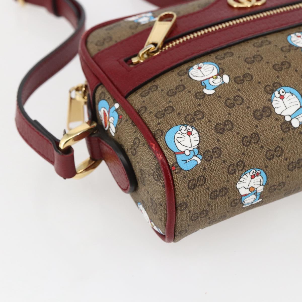 GUCCI GUCCI Ã Doraemon Micro GG Supreme Bag PVC Beige Gold 647784 Auth 149862SM