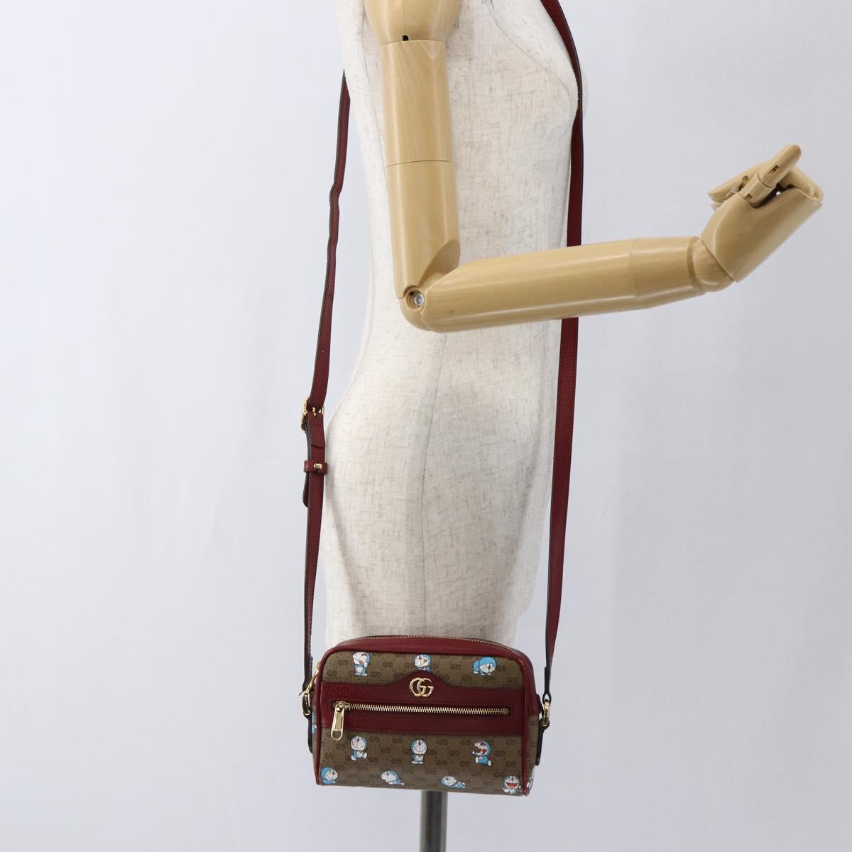 GUCCI GUCCI Ã Doraemon Micro GG Supreme Bag PVC Beige Gold 647784 Auth 149862SM