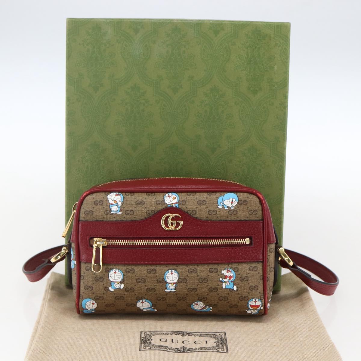 GUCCI GUCCI Ã Doraemon Micro GG Supreme Bag PVC Beige Gold 647784 Auth 149862SM