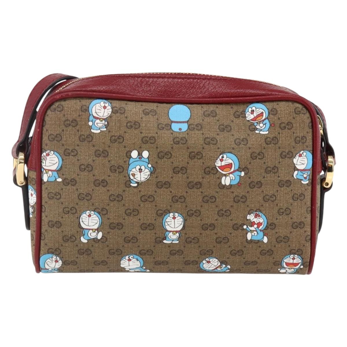 GUCCI GUCCI Ã Doraemon Micro GG Supreme Bag PVC Beige Gold 647784 Auth 149862SM
