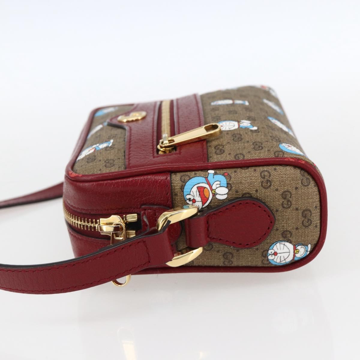 GUCCI GUCCI Ã Doraemon Micro GG Supreme Bag PVC Beige Gold 647784 Auth 149862SM