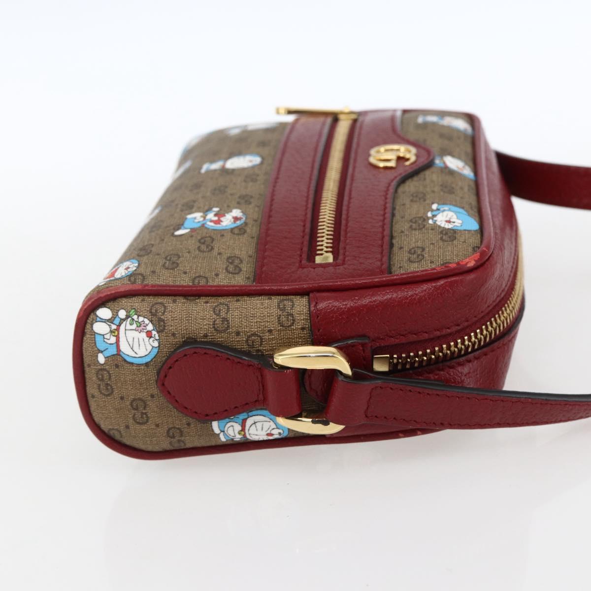 GUCCI GUCCI Ã Doraemon Micro GG Supreme Bag PVC Beige Gold 647784 Auth 149862SM