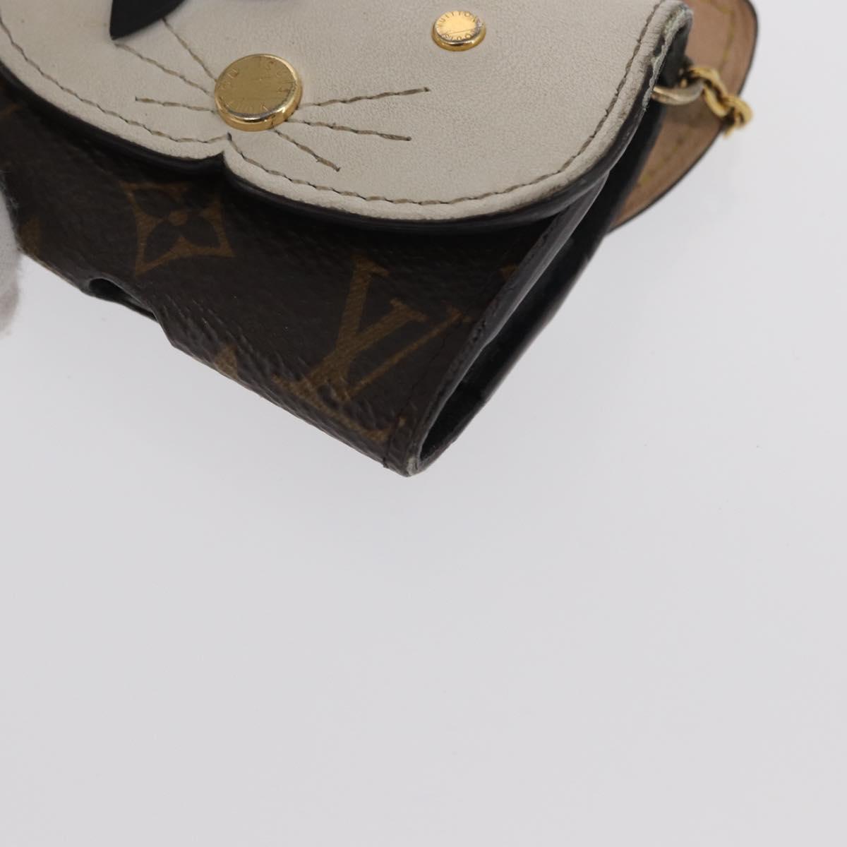LOUIS VUITTON Monogram Etui Earphone Cat Case GI0566 LV Auth 149878