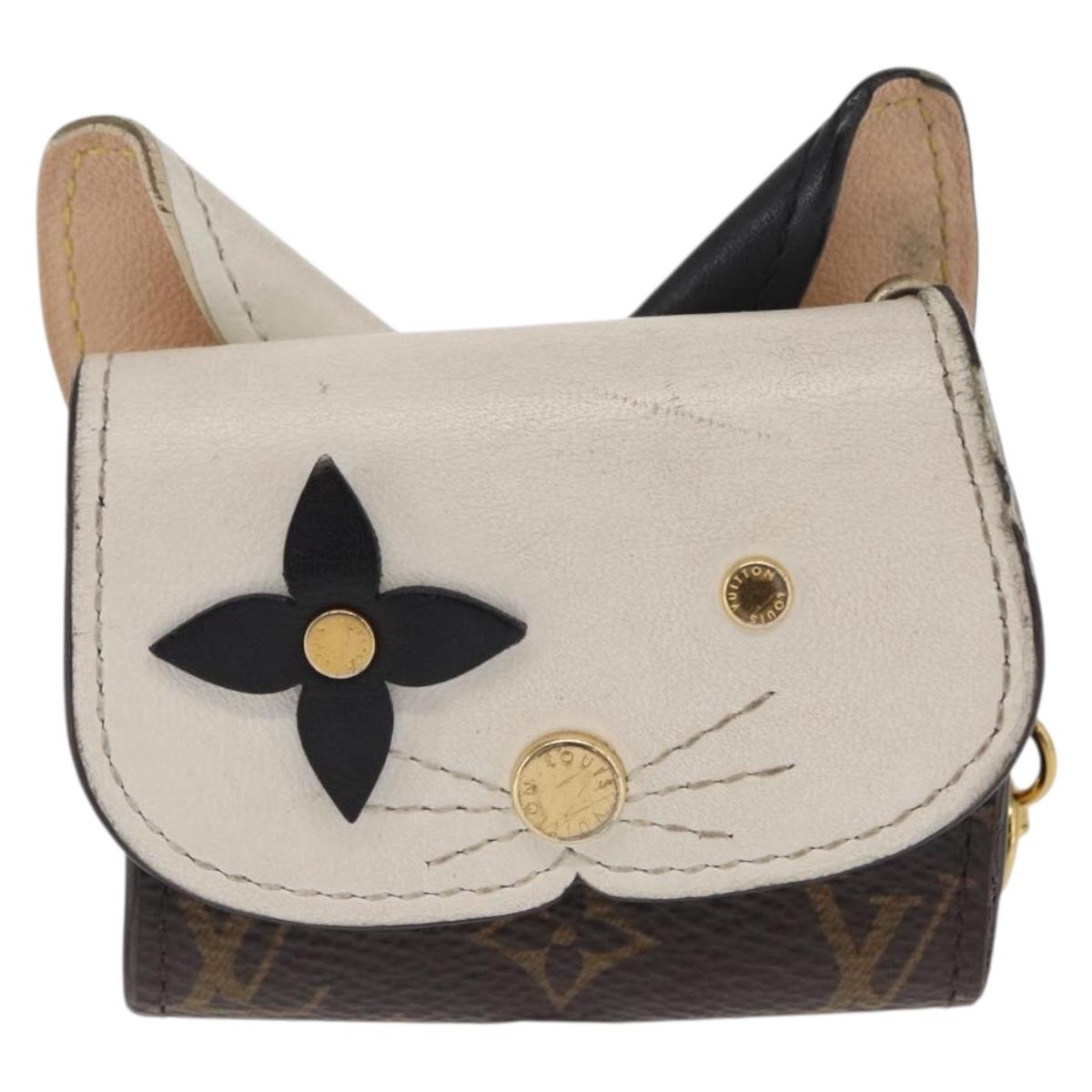 LOUIS VUITTON Monogram Etui Earphone Cat Case GI0566 LV Auth 149878