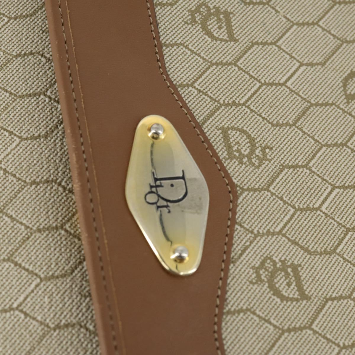 Christian Dior Honeycomb Canvas Chain Shoulder Bag PVC Beige Gold Auth 149887