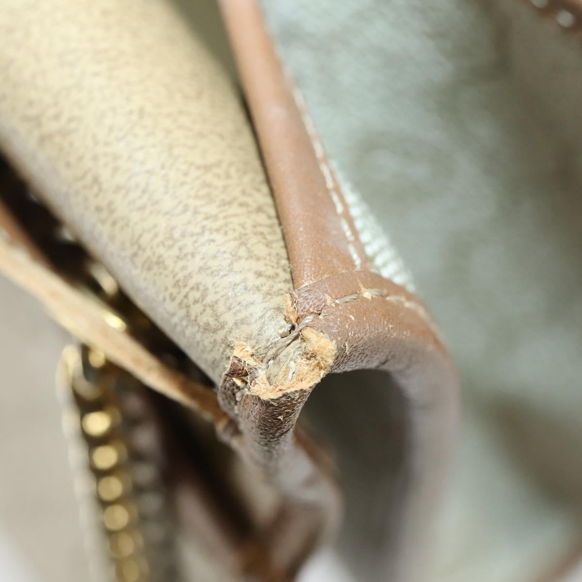 Christian Dior Honeycomb Canvas Chain Shoulder Bag PVC Beige Gold Auth 149887