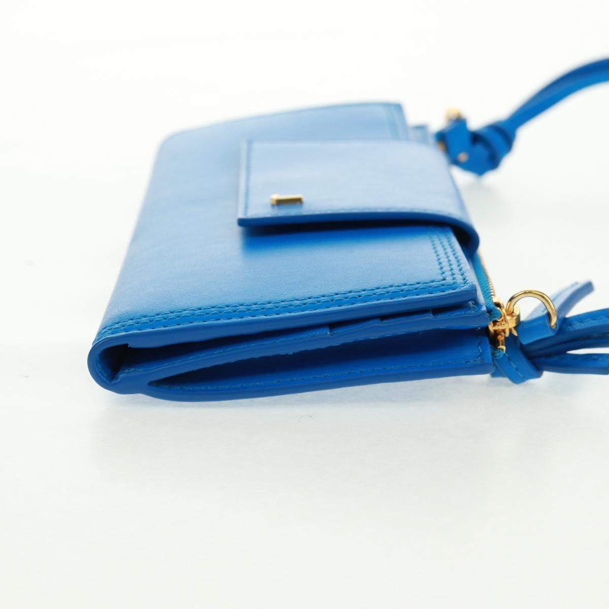 JACQUEMUS Shoulder wallet Leather Blue Gold Auth 149891M