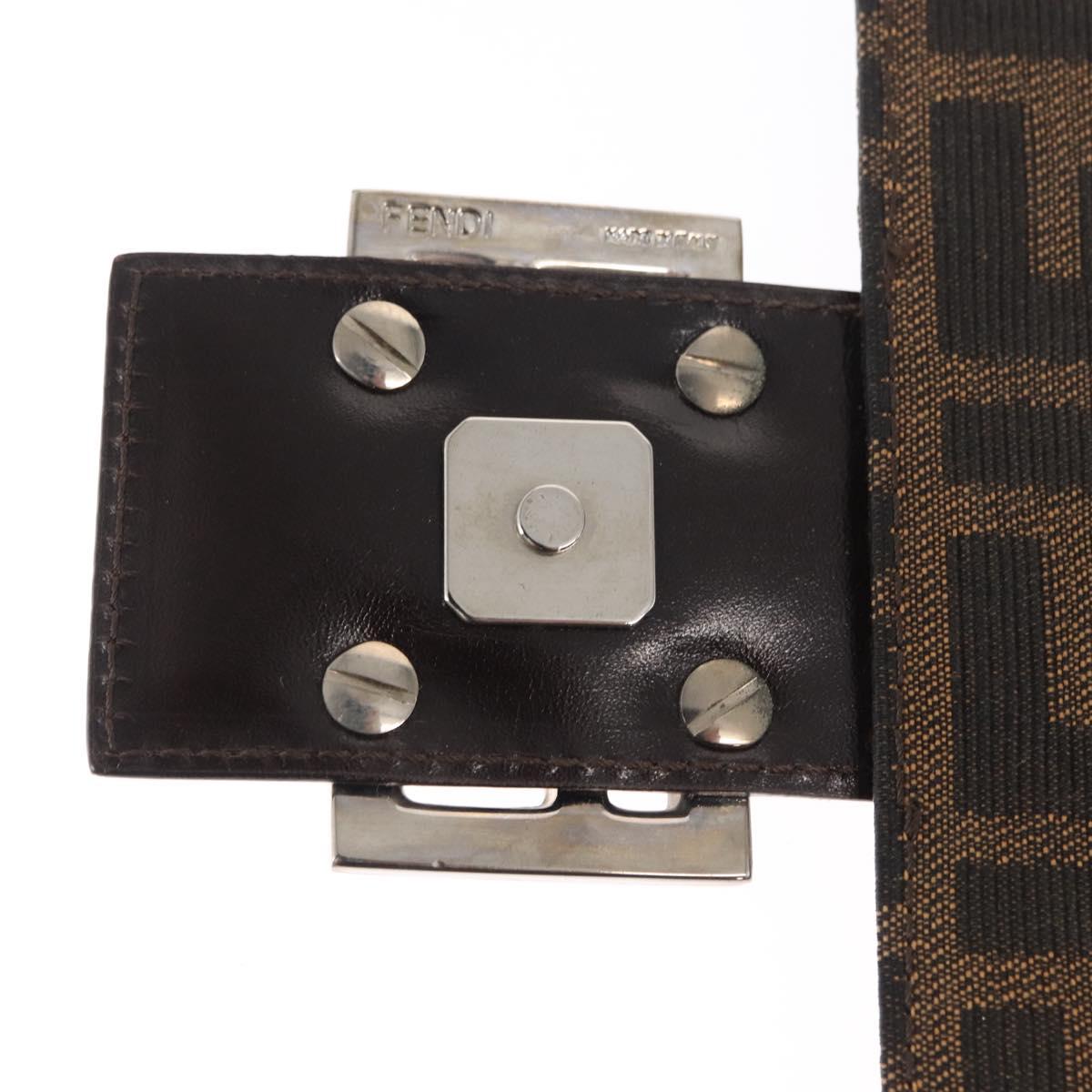FENDI Zucca Canvas Shoulder Bag Black Brown Silver Auth 149894V
