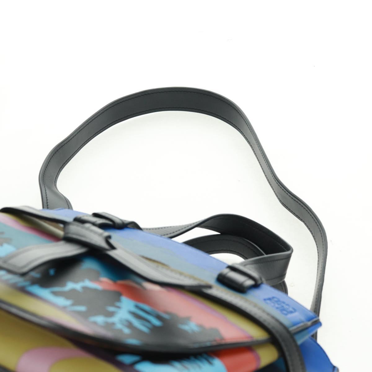 LOEWE Anagram Amazona 75 Hand Bag Leather 2way Blue Silver Auth 149898SM