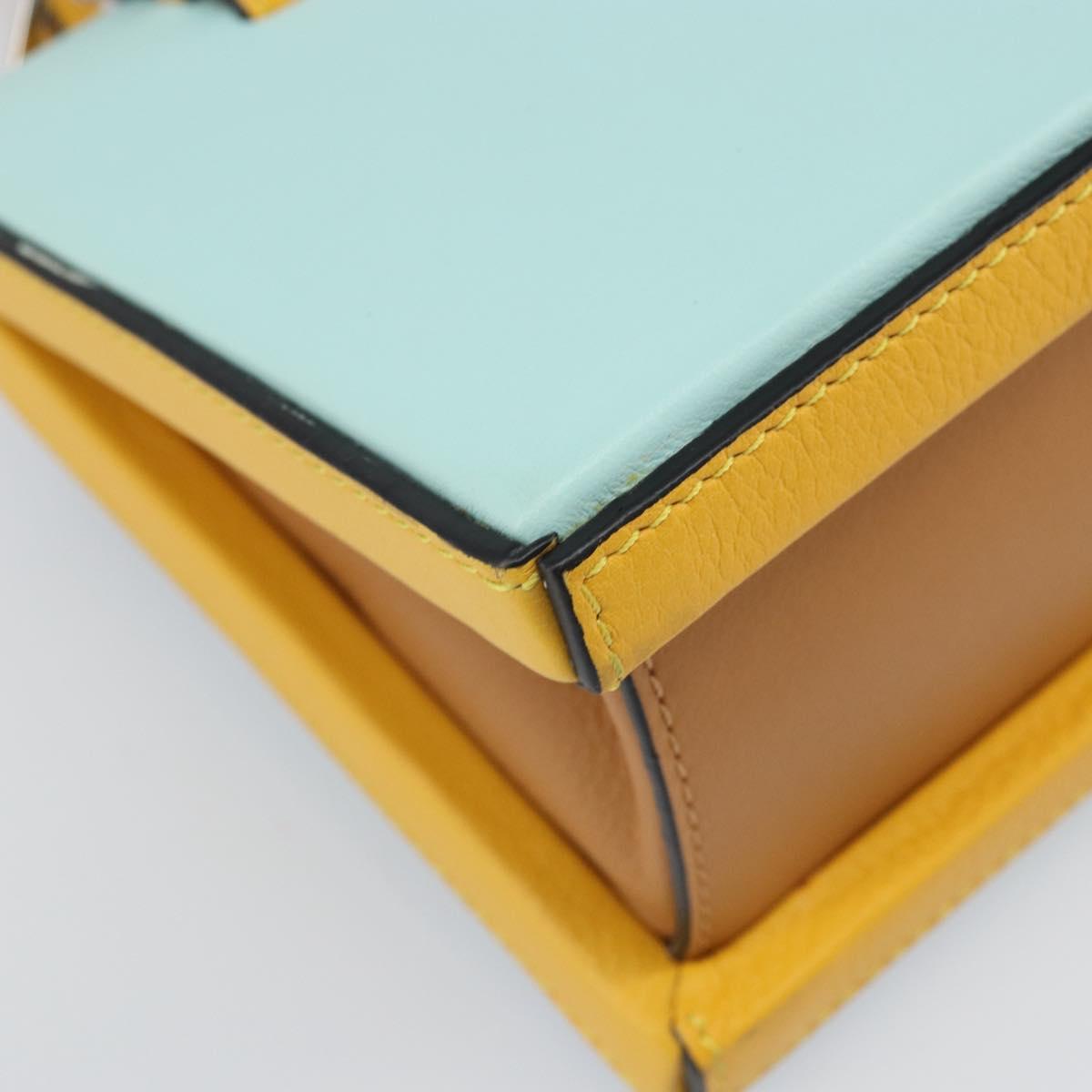 LOEWE Postal Small Hand Bag Leather 2way Yellow Silver Auth 149899SM