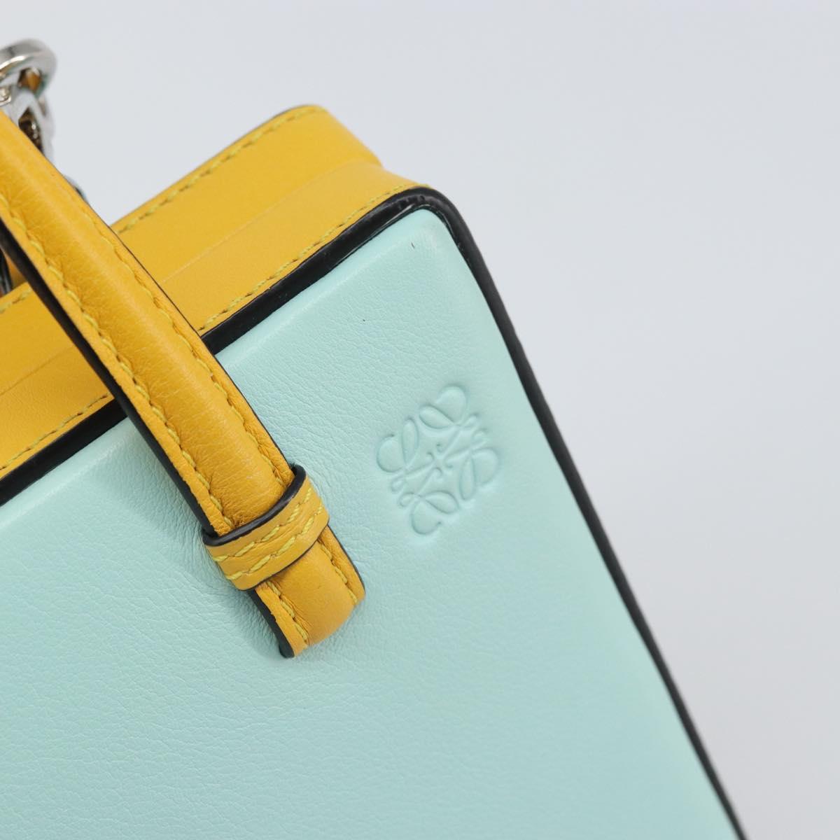 LOEWE Postal Small Hand Bag Leather 2way Yellow Silver Auth 149899SM